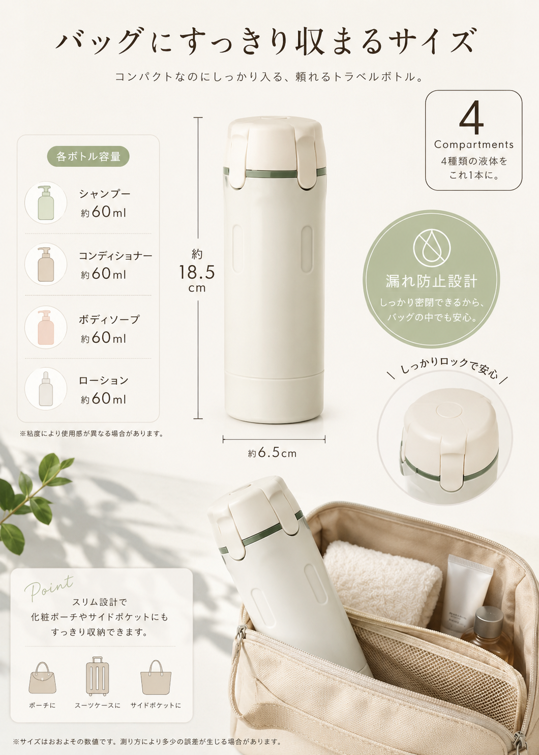 4 in 1 トラベルボトル