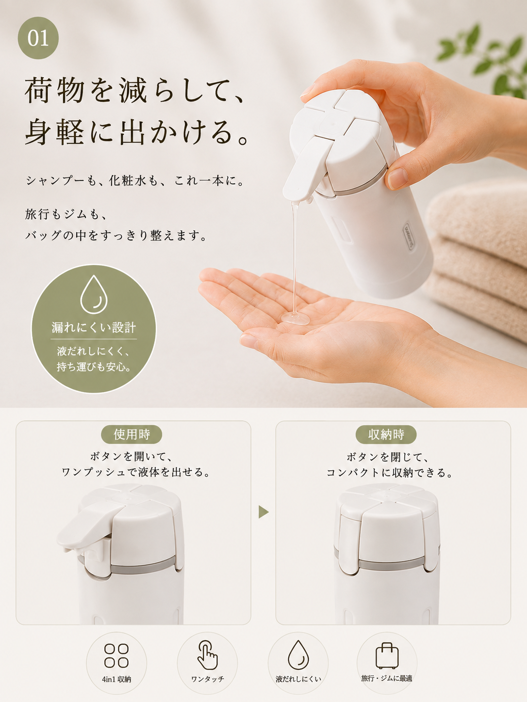 4 in 1 トラベルボトル