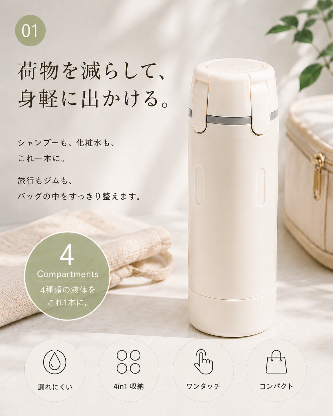 4 in 1 トラベルボトル